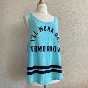 PINK Victoria’s Secret muscle tee sporty tank top- light blue